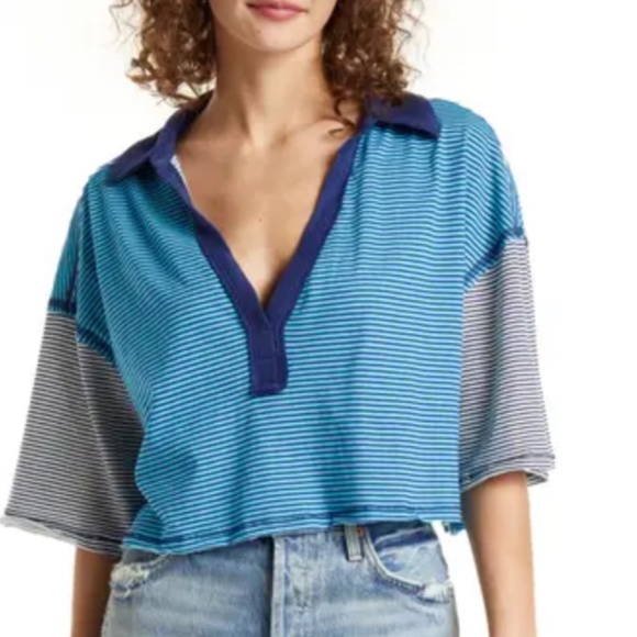 Free People Tops - Free People On A Boat Polo Marine Combo